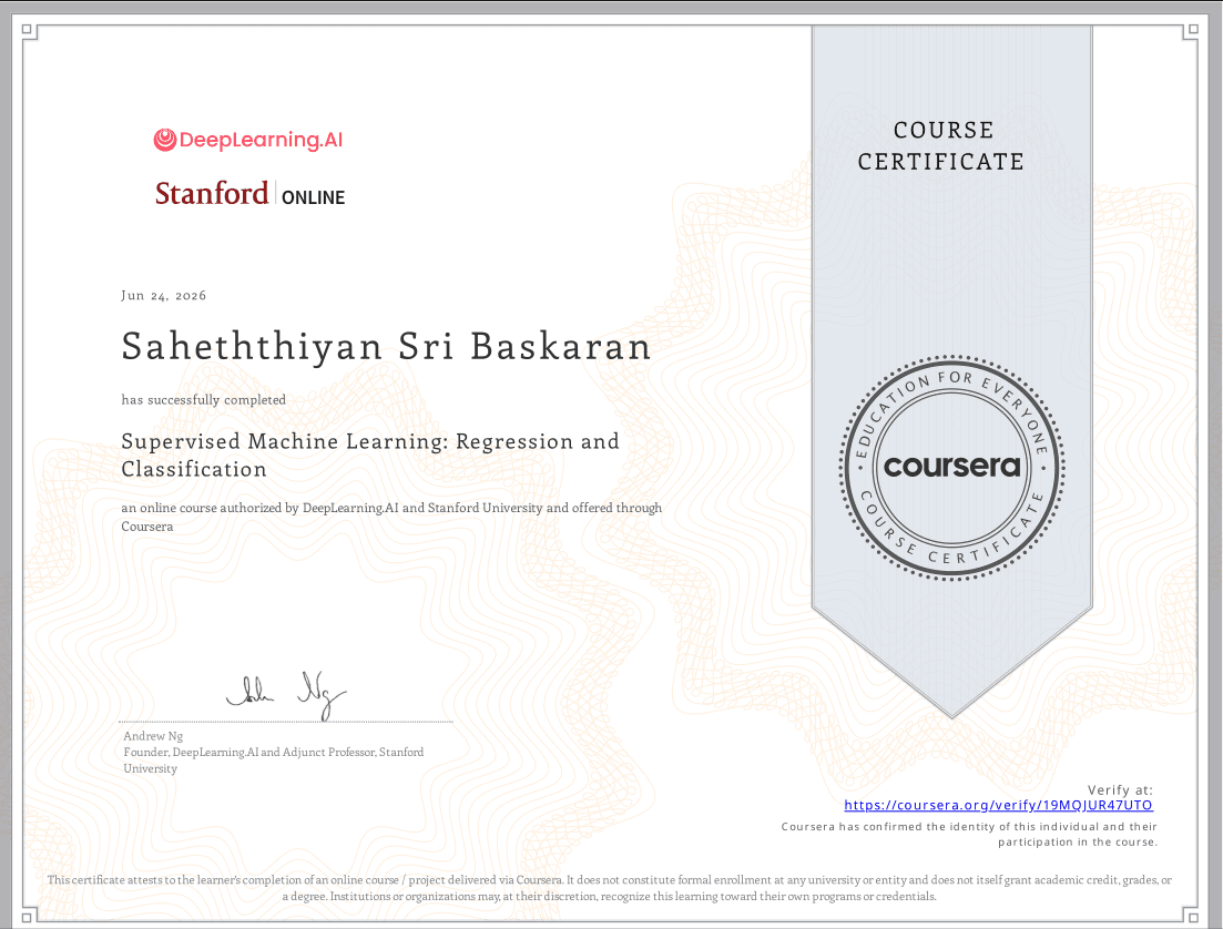 Supervised Machine Learning: Regression and Classification